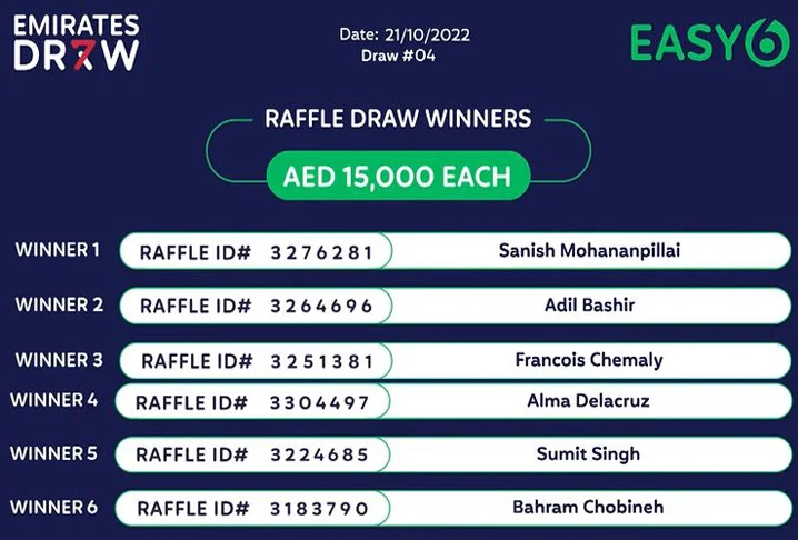 Emirate Draw Easy6 Result Live Today 28-10-2022