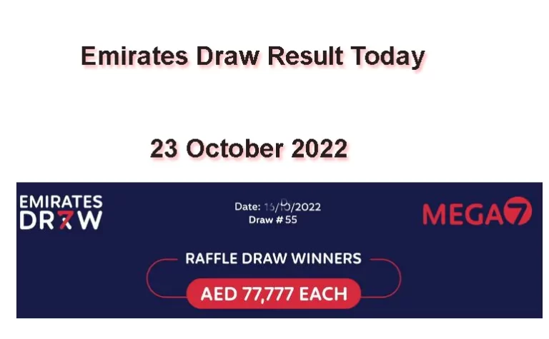 Emirates Draw Result Live Today Winning Numbers 23 October 2022
