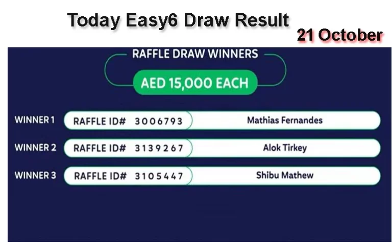Emirate Draw Easy6 Result Live Today